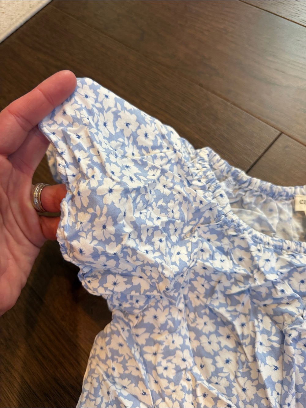 Crewcuts Girls Light Blue Floral Short Sleeve Peasant Top Size 6/7 - C36-039 - Picture 5 of 7